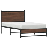 Metal Bed Frame without Mattress Brown Oak 100x190 cm 4007934