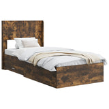 Bed Frame with Storage and Headboard Smoked Oak Engineered Wood 3414519