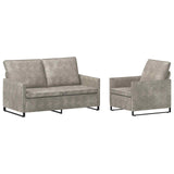 Sofa Set 2 pcs Light Grey Faux Suede Fabric 3433123
