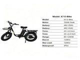 UK Warehouse In Stock, Koolux X7 Fat Tire EBike, 750W Peak Motor, Kenda Tires, Hydraulic Brakes, 34869347