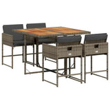 Garden Dining Set Grey PE Rattan 4-seater Removable Covers 3211262