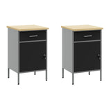 Work Cabinet with Drawer 5 pcs Black Engineered Wood and Steel 3321416