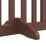 Dog Gate with Door Foldable 8 Panels Brown 640 cm Poplar Wood 3155690