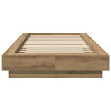 Bed Frame with LED Artisian Oak 80 x 200 cm Engineered Wood 3429588