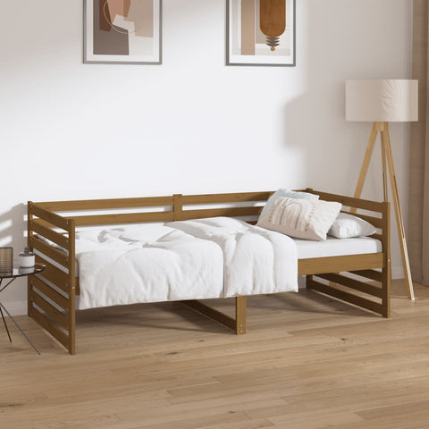 ZNTS Day Bed without Mattress Honey Brown 90x190cm Solid Wood Pine 814652