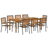 Garden Dining Set 9 pcs Black Solid Acacia Wood 3365526