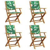 Folding Garden Chairs 4 pcs Green Fabric and Solid Wood 3214586