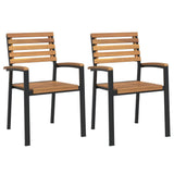 Stackable Garden Chair Set of 2 Natural wood and black metal 362014