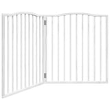Dog Gate with Door Foldable 4 Panels White 320 cm Poplar Wood 352219