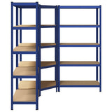 3 Piece 5-Layer Shelves Set Blue Steel&Engineered Wood 3307614