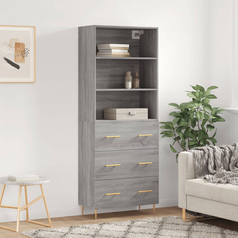 Highboard Grey Sonoma 69.5x34x180 cm Engineered Wood 3189371