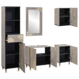 Bathroom Cabinet Set with Drawer 5 pcs Grey Solid Mango Wood 3310156