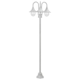 Garden Post Light E27 220 cm Aluminium 3-Lantern White 44206