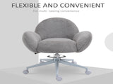 Makeup Vanity Chair, Cute Fluffy Desk Chair with Rolling Wheels for Bedroom Living Room, Grey T3398P378122
