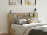 Storage Headboard with LED Sonoma Oak Engineered Wood 3418664