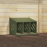 Chicken Nesting Box with 3 Compartments Olive Green Metal 864345