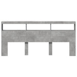 Headboard Cabinet with LED Concrete Grey 220x17x102 cm 839227