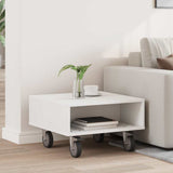 Side Table with Wheels White 50.5 x 50 x 30 cm Engineered Wood 891024