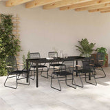 Garden Dining Set 7 pcs Black Powder-Coated Steel 3379175