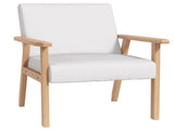 Accent Chair Wood Frame with Thick Linen Cushions Wide Seat Armchair Home Furniture Bedroom Office T3398P328296
