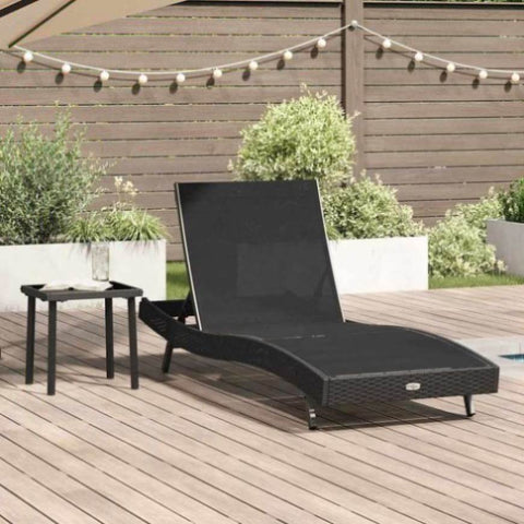 Sun Lounger with Table 2 pcs Black 40 x 40 x 40.5 cm 42009980