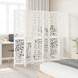 Room Divider 6 Panels White Solid Wood Paulownia 358747