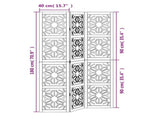 Room Divider 3 Panels Brown and Black Solid Wood Paulownia 358798