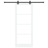 Sliding Door White 93 x 232 cm Solid Pine Wood and Glass 3332320