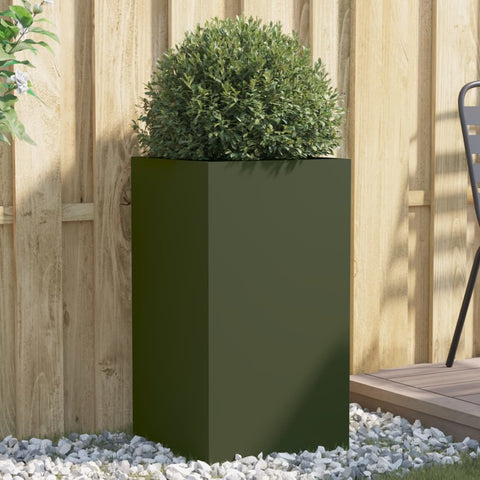 ZNTS Planter Olive Green 42x38x75 cm Steel 841580