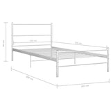 284693 Bed Frame without Mattress White Metal 100x200 cm