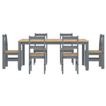 ZNTS 7 Piece Dining Set Panama Grey Solid Wood Pine 3345192