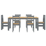 ZNTS 7 Piece Dining Set Panama Grey Solid Wood Pine 3345192