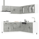 ZNTS 11 Piece Kitchen Cabinet Set Kalmar Concrete Grey Engineered Wood 3314915