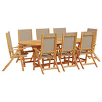 ZNTS 9 Piece Garden Dining Set Solid Wood Acacia and Textilene 3279319