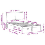 Bed frame Brown and dark grey 135 x 190 cm Solid pine wood 878760