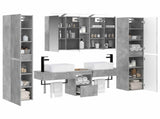 Bathroom Furniture Set 6 pcs Concrete Grey 3407194