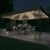 Gazebo with LED String Lights 3x4 m Taupe Fabric 3070331