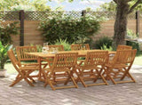 9 Piece Garden Dining Set 180x90x75 cm Solid Wood Acacia 3321531