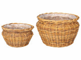 Planter Basket GENDT 2 pcs Natural Brown Kubu Rattan 42020960