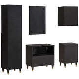 Bathroom Cabinet Set with Drawer 5 pcs Black Solid Mango Wood 3310162