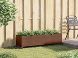 Garden Planter with Wheels and 3 Pots Brown 107x32x38 cm Poly Rattan 366420