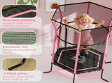 Kids Trampoline Mini Bouncer with Enclosure Safety Net For Ages 3-10 Years - Pink T3398P348058