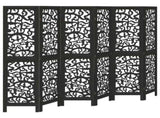 Room Divider 6 Panels Black Solid Wood Paulownia 358761