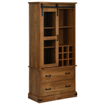 ZNTS Wine Cabinet HALDEN with Wine Racks and Sliding Door Pine 4018433