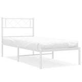 Metal Bed Frame without Mattress with Headboard White 100x200cm 372321