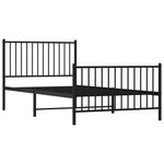 ZNTS Metal Bed Frame without Mattress with Footboard Black 100x200cm 350877