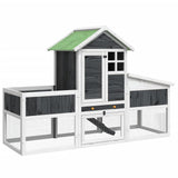 Rabbit Hutch Grey 170x63x113 cm Solid Wood Pine 172293