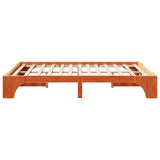Bed Frame Wax Brown 140 x 200 cm Solid Pine Wood 872946