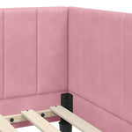 Corner Bed Frame with Headboard Pink 80 x 200 cm Velvet 42016331