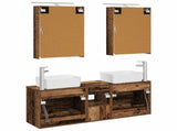 Bathroom Furniture Set 5 pcs Old Wood Engineered Wood and Glass 3406837